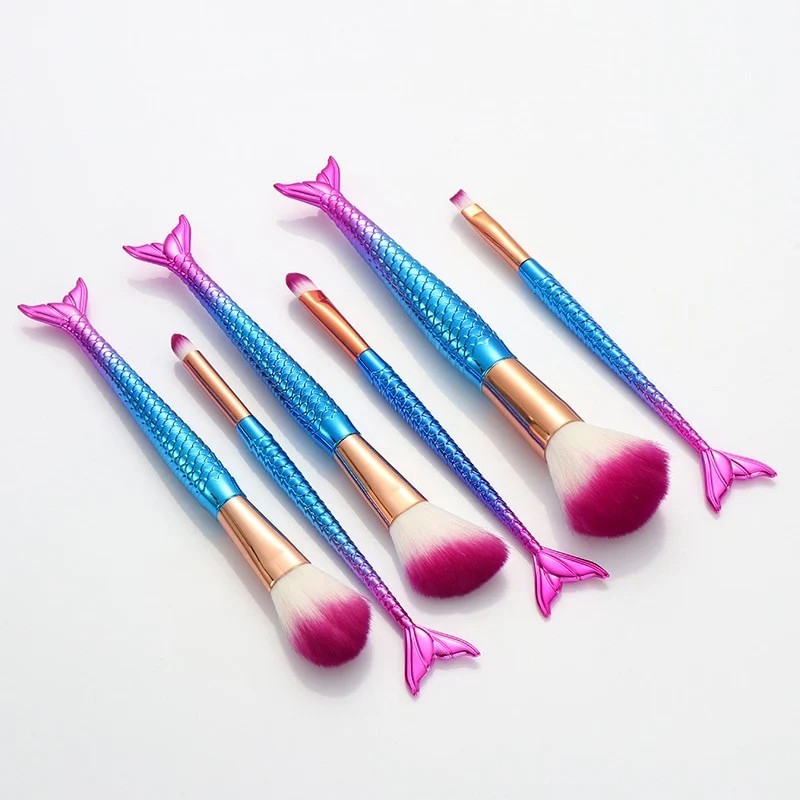 Mermaid Makeup Brushes Colorful Make up Brush Cosmetics Tools Foundation Blusher Eyeshadow Brushes Set
