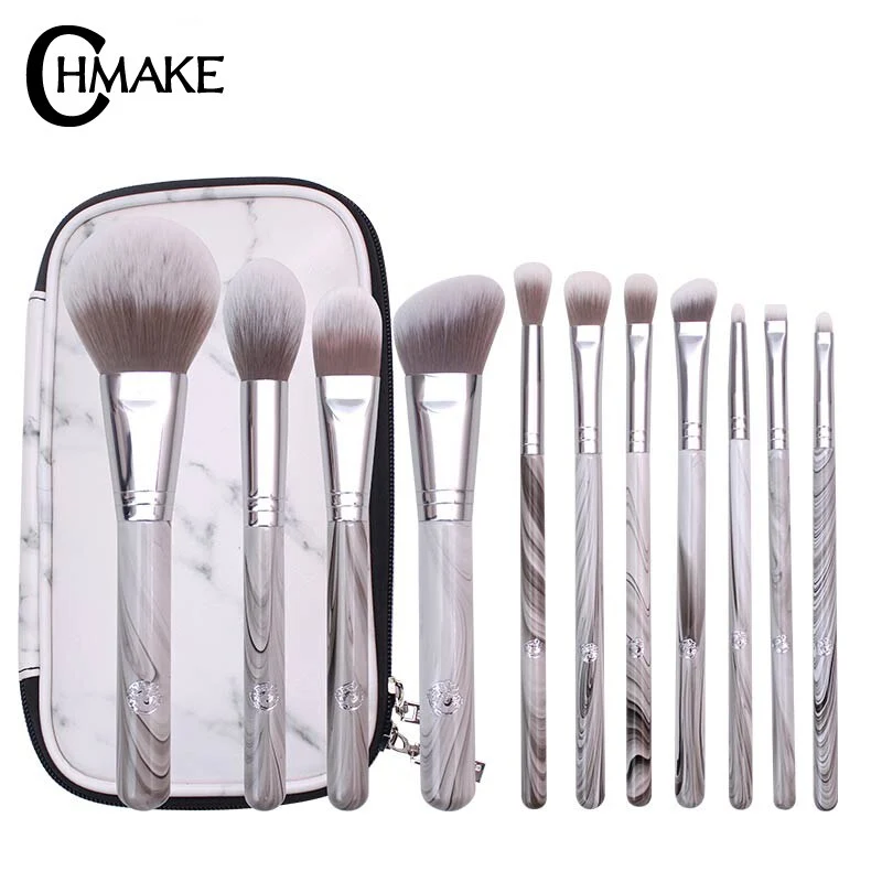 CHMAKE 11PCS Marble Makeup brushes Set professional Make up Brush Tools kit powder highlighter lifelike-synthetic hair