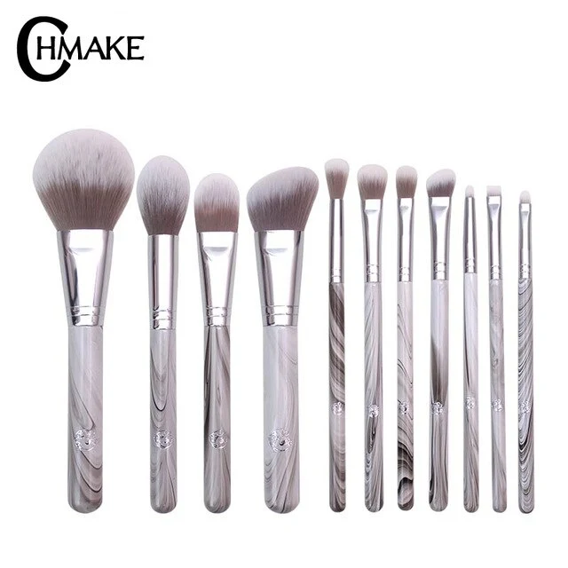 CHMAKE 11PCS Marble Makeup brushes Set professional Make up Brush Tools kit powder highlighter lifelike-synthetic hair