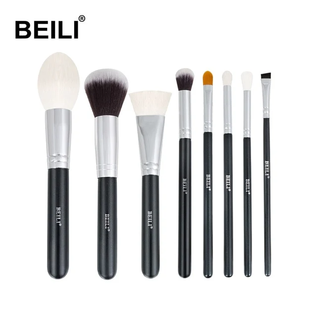 BEILI Black Complete Professional Natural goat hair Makeup Brushes set Foundation Powder Concealer Contour Eyes Blending brush