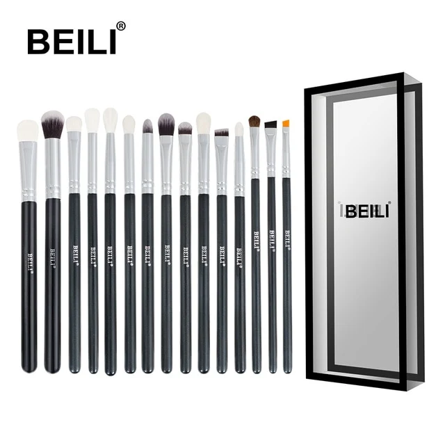BEILI Black Complete Professional Natural goat hair Makeup Brushes set Foundation Powder Concealer Contour Eyes Blending brush