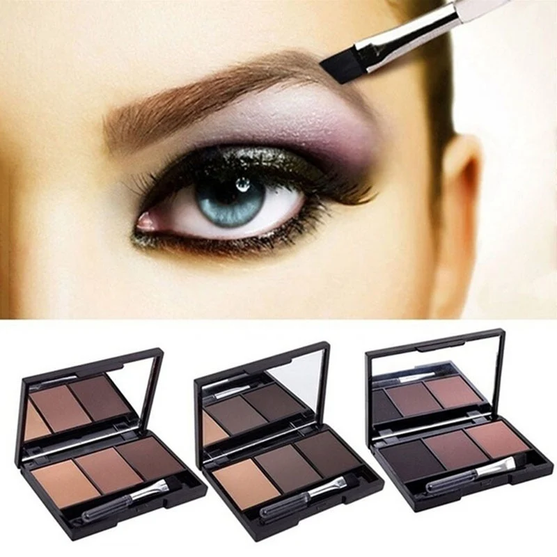 3 Color Eye Shadow Brow Makeup Palette Long-lasting Waterproof Make Up Eyebrow Shades Powder Pigmented Matte Eyeshadow Pallete