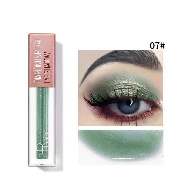 Pudaier Eyeshadow Metallic Pigment Waterproof Silver Green Glitter Eyeshadow Shimmer Festival Eyes Makeup Mermaid Eye Shadow