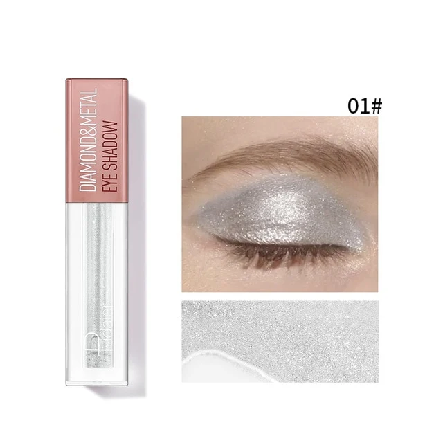 Pudaier Eyeshadow Metallic Pigment Waterproof Silver Green Glitter Eyeshadow Shimmer Festival Eyes Makeup Mermaid Eye Shadow