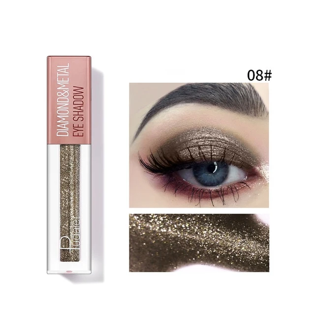 Pudaier Eyeshadow Metallic Pigment Waterproof Silver Green Glitter Eyeshadow Shimmer Festival Eyes Makeup Mermaid Eye Shadow
