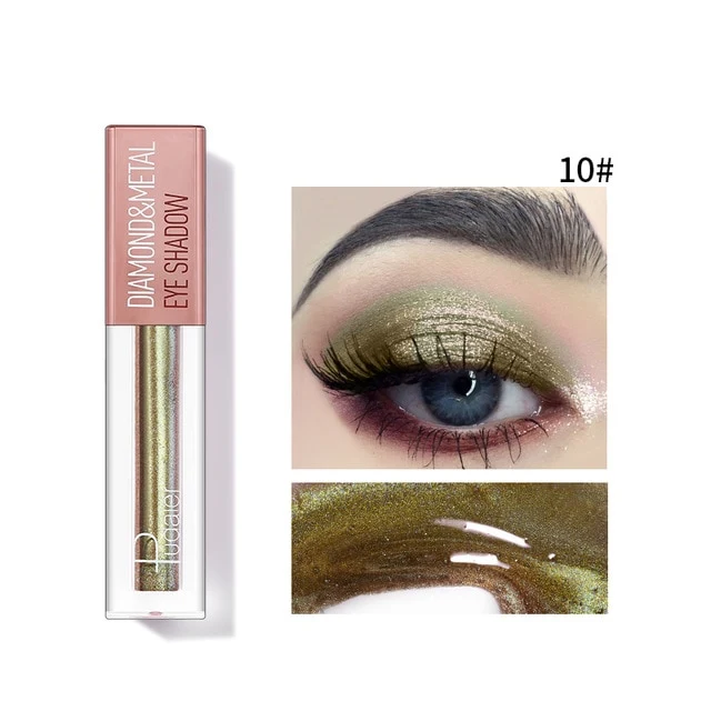 Pudaier Eyeshadow Metallic Pigment Waterproof Silver Green Glitter Eyeshadow Shimmer Festival Eyes Makeup Mermaid Eye Shadow