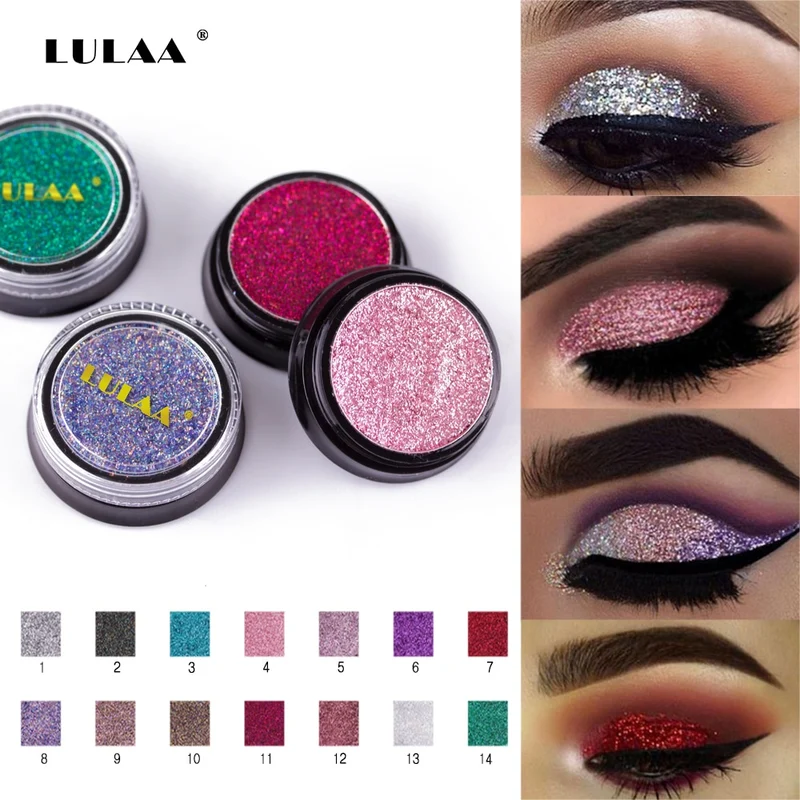 LULAA metal glitter Eyeshadow Fashion Make-up Eye Shadow Soft Sequins Gorgeous Eye Makeup14 colors for all skin tones