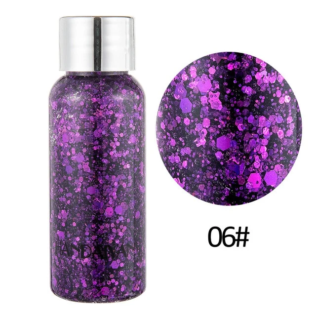 Mermaid Glitter Eyeshadow Gel Makeup Glitter Waterproof Eye Liquid Pigments for Face/Highlighter/Body/Hair Beauty Glazed