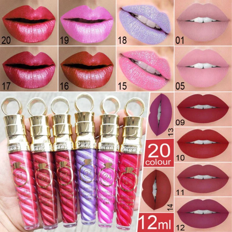 High quality Matte Lip Gloss Female Women 20 Colors Long-Lasting Nutritious Lipstic Women Lip Make Up Cosmetics Lip Gloss 1PC