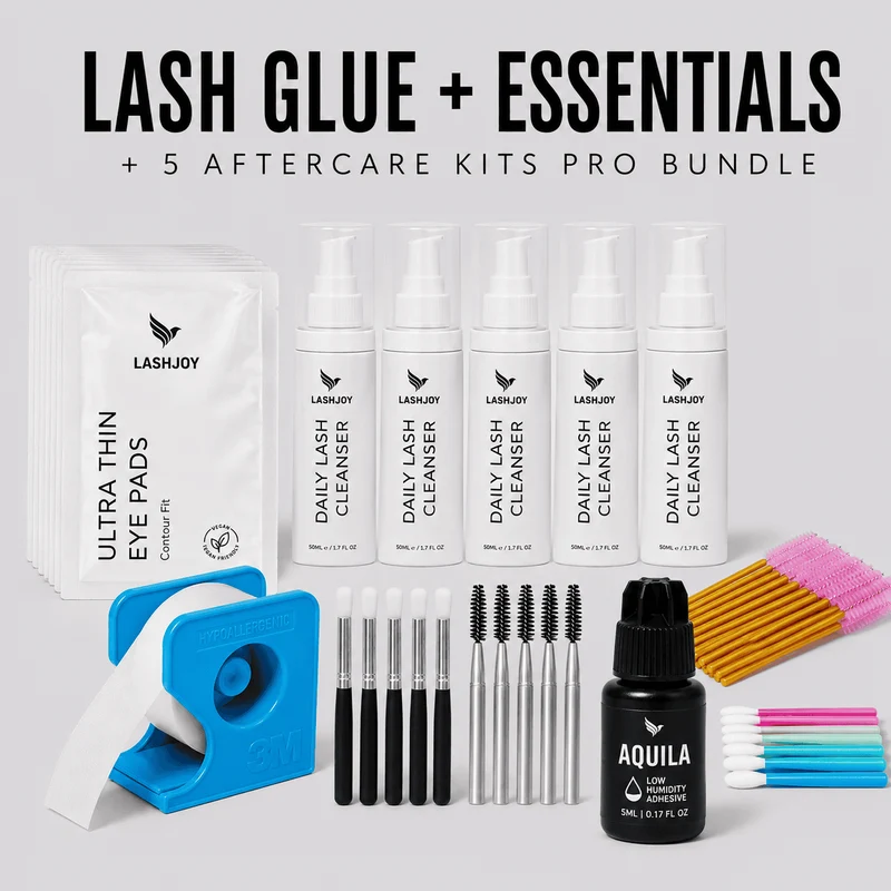 Lash Glue + Essentials + 5 Aftercare Kits Pro Bundle