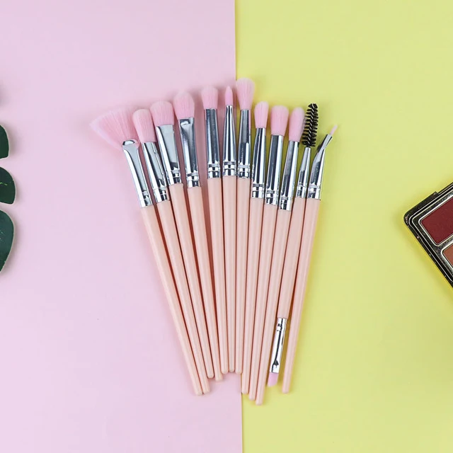 Dighealth 12Pcs Woman Makeup Brushes Set Eye Shadow Powder Blusher Eyeliner Eyelash Lip Make Up Brush Cosmetic Beauty Tool Kits