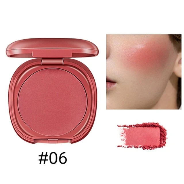 Single Color Gradient Blush Waterproof Smudge-proof Long Lasting Brighten Skin Color Blusher Facial Makeup With Mirror 1pcs