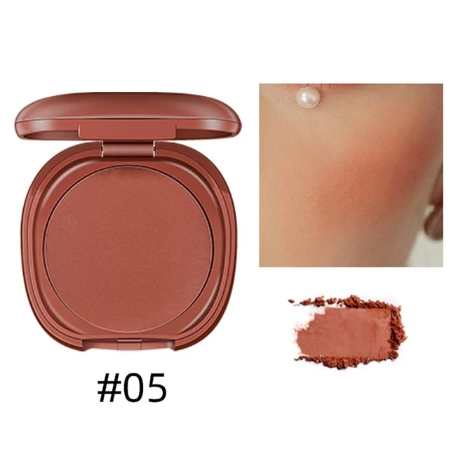 Single Color Gradient Blush Waterproof Smudge-proof Long Lasting Brighten Skin Color Blusher Facial Makeup With Mirror 1pcs