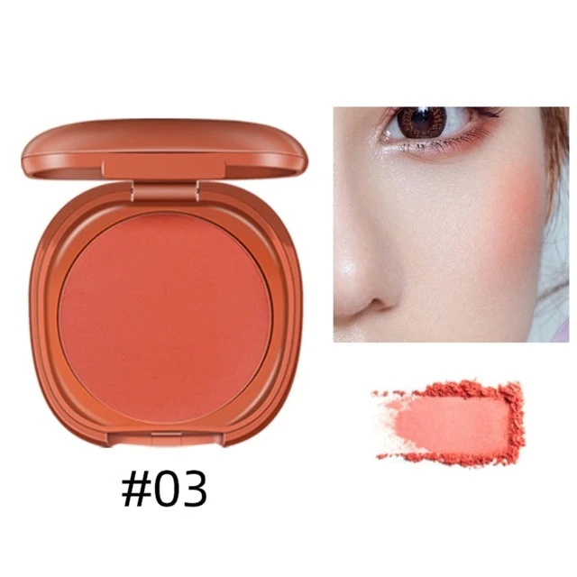 Single Color Gradient Blush Waterproof Smudge-proof Long Lasting Brighten Skin Color Blusher Facial Makeup With Mirror 1pcs