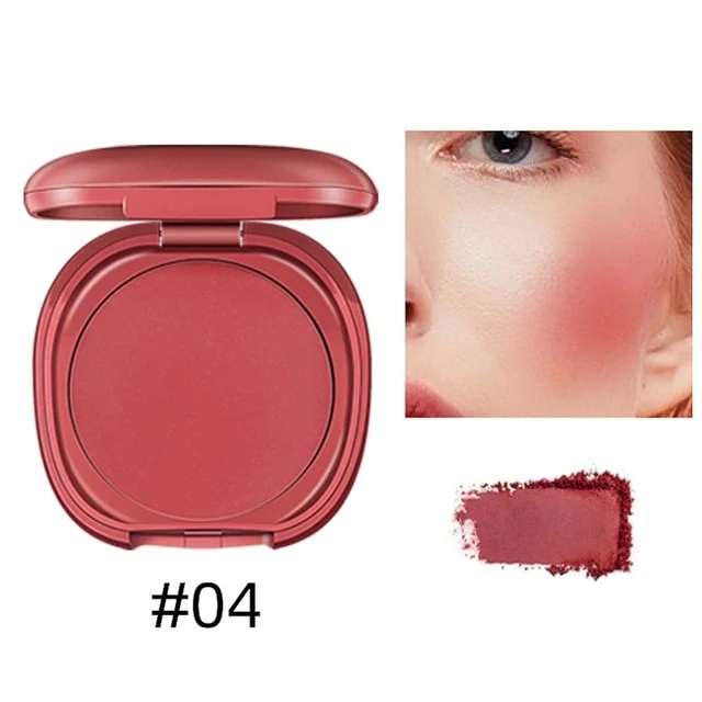 Single Color Gradient Blush Waterproof Smudge-proof Long Lasting Brighten Skin Color Blusher Facial Makeup With Mirror 1pcs