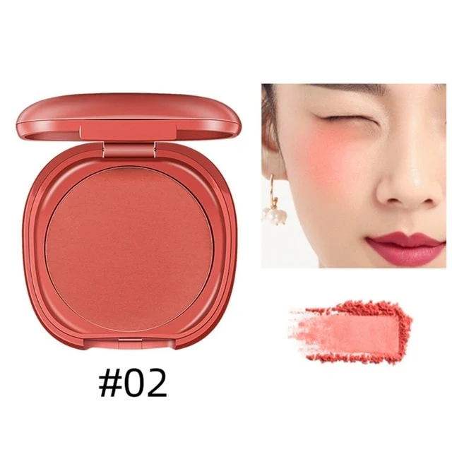 Single Color Gradient Blush Waterproof Smudge-proof Long Lasting Brighten Skin Color Blusher Facial Makeup With Mirror 1pcs