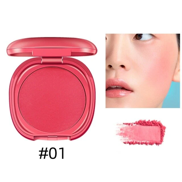Single Color Gradient Blush Waterproof Smudge-proof Long Lasting Brighten Skin Color Blusher Facial Makeup With Mirror 1pcs