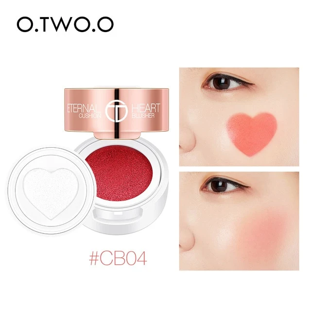O.TWO.O Air Cushion Blusher Folding Heart Shape Shimmer Blush Rouge 4 Colors Easy To Wear Natural Face Contour Make Up