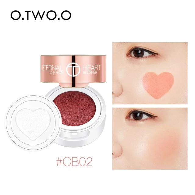 O.TWO.O Air Cushion Blusher Folding Heart Shape Shimmer Blush Rouge 4 Colors Easy To Wear Natural Face Contour Make Up