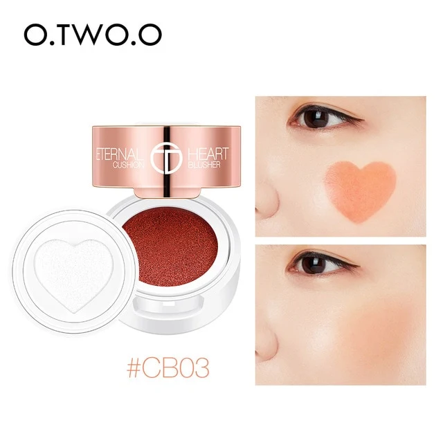 O.TWO.O Air Cushion Blusher Folding Heart Shape Shimmer Blush Rouge 4 Colors Easy To Wear Natural Face Contour Make Up