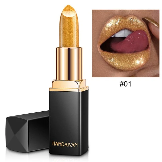 Handaiyan Lipstick Sexy Metallic Glitter Liquid Lip Stick Nude Waterproof Long Lasting Shimmer Gloss Tint Pigment Makeup Lipstic