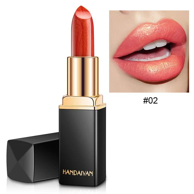 Handaiyan Lipstick Sexy Metallic Glitter Liquid Lip Stick Nude Waterproof Long Lasting Shimmer Gloss Tint Pigment Makeup Lipstic