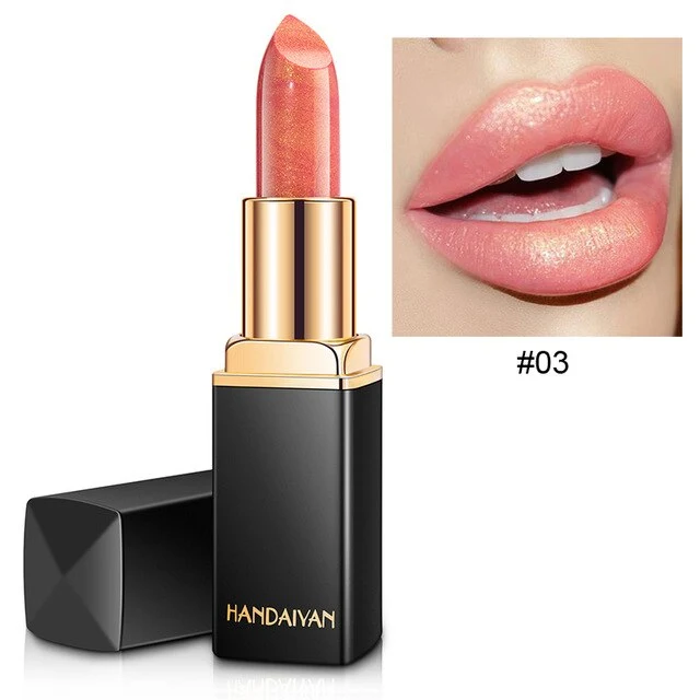 Handaiyan Lipstick Sexy Metallic Glitter Liquid Lip Stick Nude Waterproof Long Lasting Shimmer Gloss Tint Pigment Makeup Lipstic