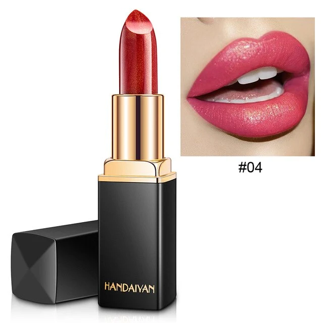 Handaiyan Lipstick Sexy Metallic Glitter Liquid Lip Stick Nude Waterproof Long Lasting Shimmer Gloss Tint Pigment Makeup Lipstic