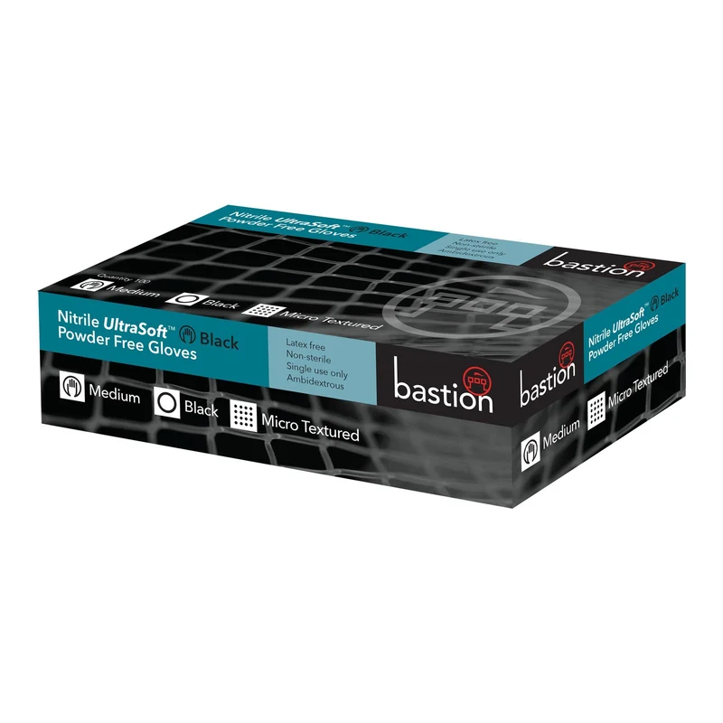 Nitrile Ultra Soft Black Powder Free Gloves - 100 Pack