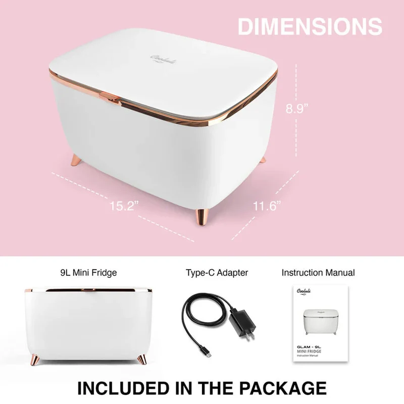 Cooluli Glam 9L Cooling Cosmetics Chest, Pink