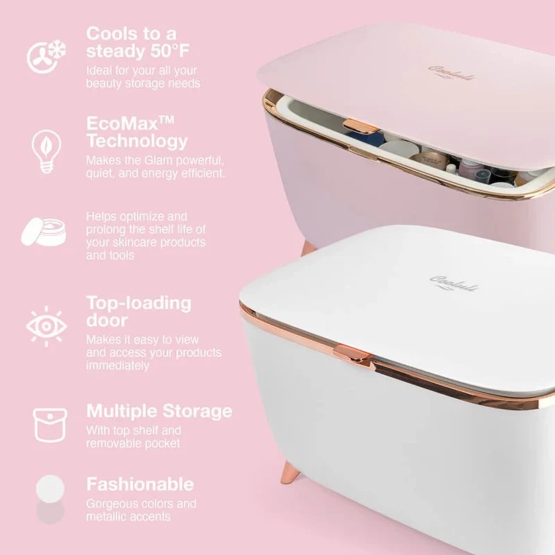 Cooluli Glam 9L Cooling Cosmetics Chest, Pink