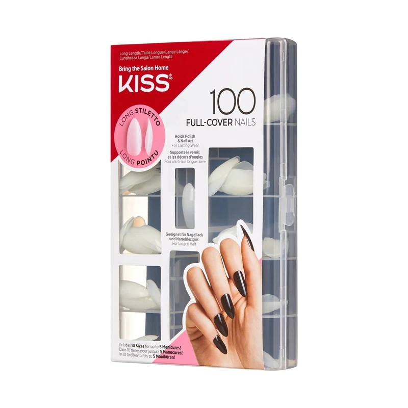KISS - 100 Full Cover Nails Long Stiletto