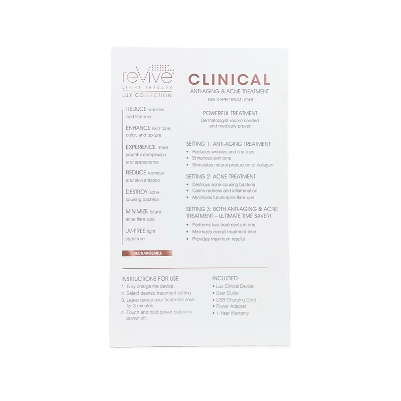 Lux Clinical Series LED, Wrinkle Reduction & Acne Treatment by reVive Light Therapy