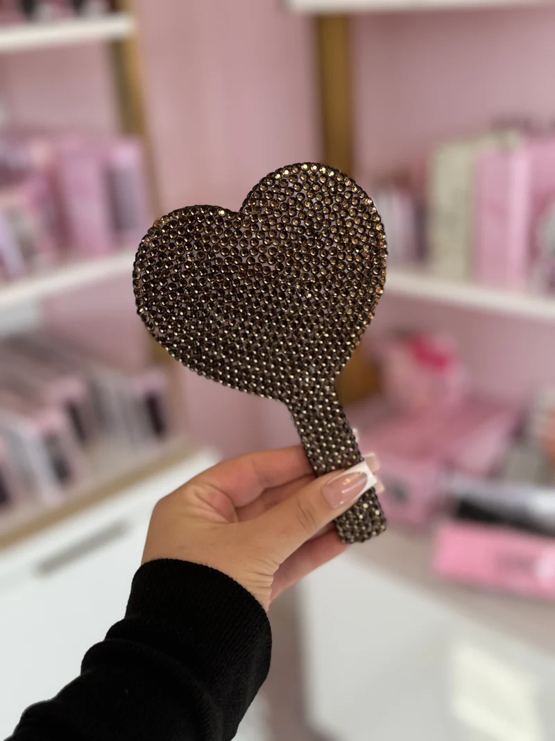 Blinged Up Heart Mirror