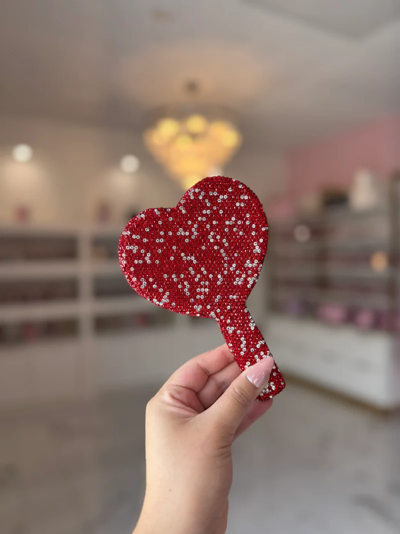Blinged Up Heart Mirror