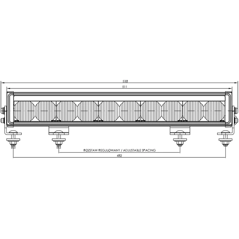 Barre lumineuse LED WAS Pantera avec bande lumineuse de position blanche / 20"