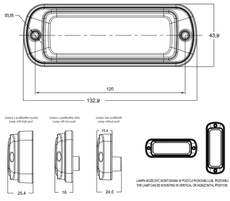 WAS W229 Lampe de travail LED/Lumière de scène avec deux supports de montage/Lentille opaque