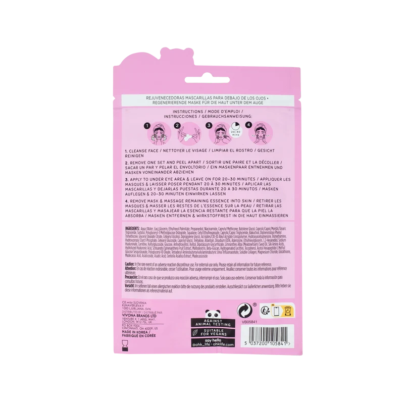 Oh K! Under Eye Masks, Fine Line Smoothing, Reduces Wrinkles, 7 Pairs, With Added Bakuchiol Vegan and Cruelty Free 26g