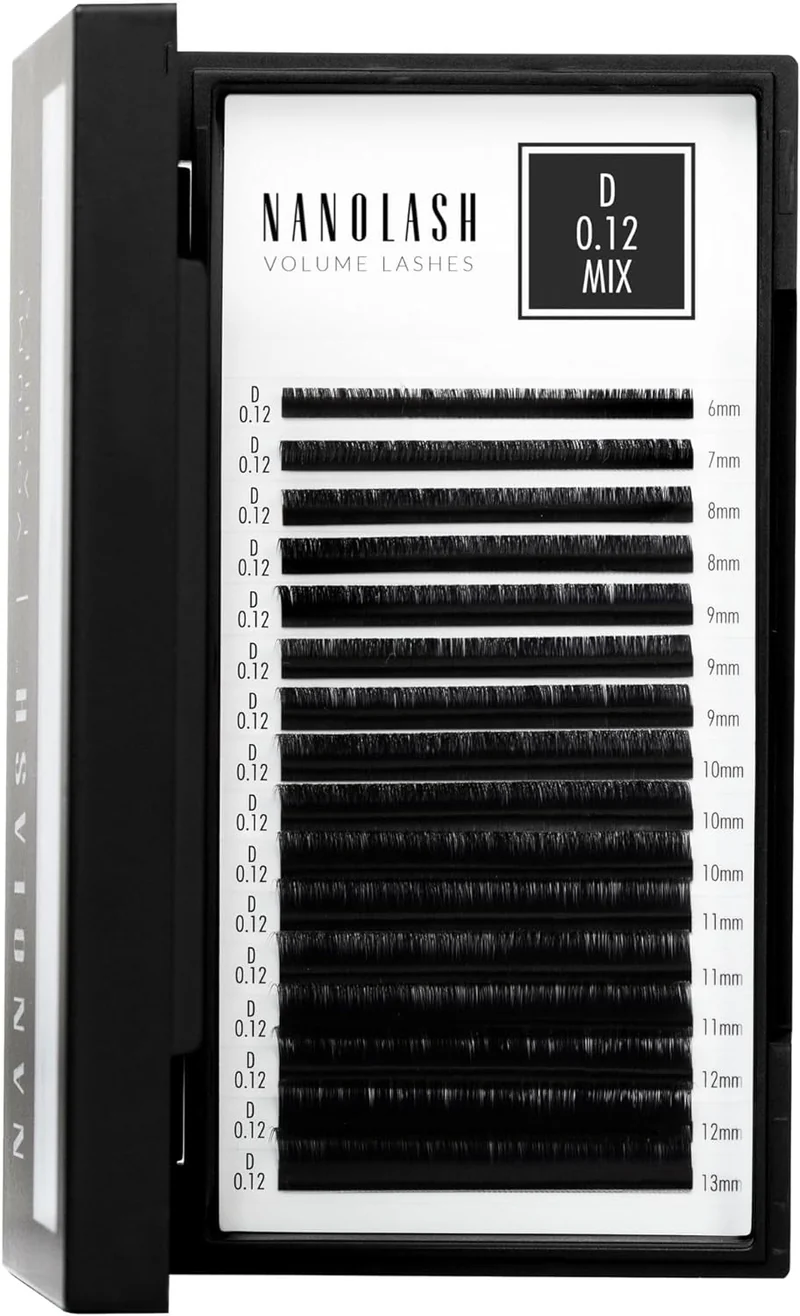 Nanolash Volume Lashes - false lashes for professional eyelash extensions, volume eyelash extensions (0.12 D, MIX 6-13mm)