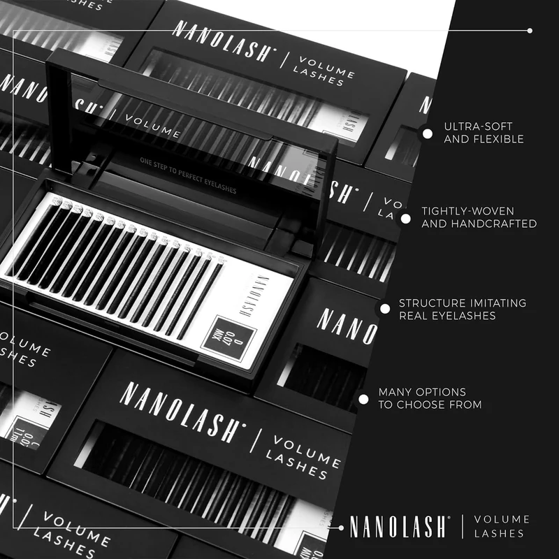 Nanolash Volume Lashes - false lashes for professional eyelash extensions, volume eyelash extensions (0.12 D, MIX 6-13mm)