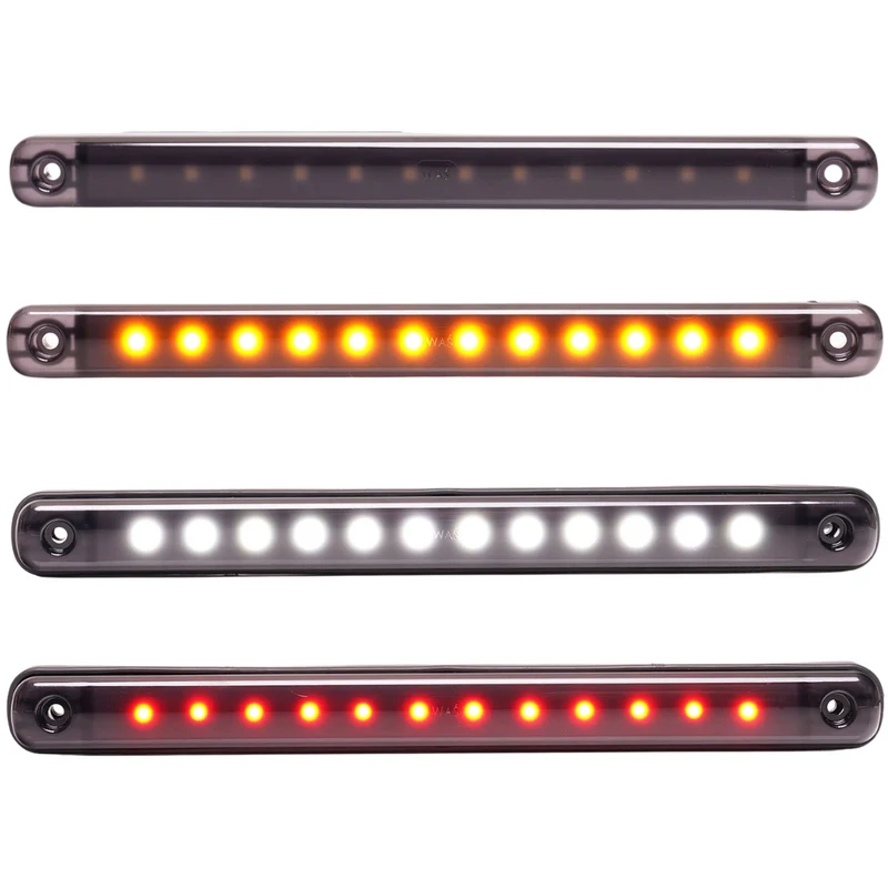 WAS Long 238 mm Feu de position fumé noir / Lentille foncée / 12 LED